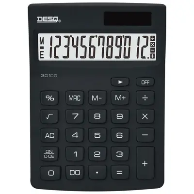 Корица на „Калкулатор DESQ, 12 разряден, пастел черен"