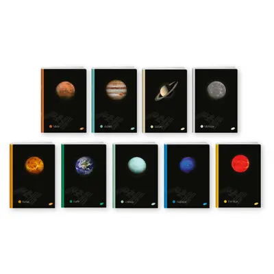 Корица на „Тетрадка Elisa UV Planets- А4- 60+2 л.-широк ред"