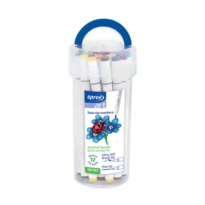 Корица на „Маркери Spree двувърхи  Art Soft Brush -12 цв"