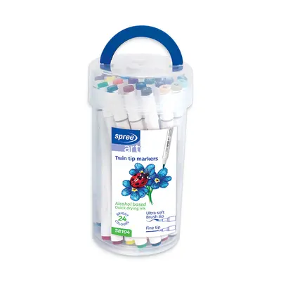 Корица на „Маркери Spree двувърхи  Art Soft Brush -24 цв"