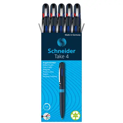 Корица на „Химикалка Schneider Take 4,четирицветна-т.синя"