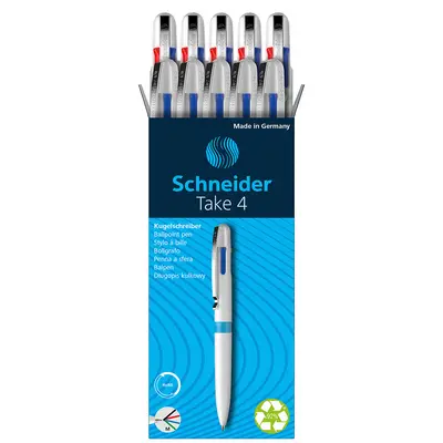 Корица на „Химикалка Schneider Take 4,четирицветна- бяла"