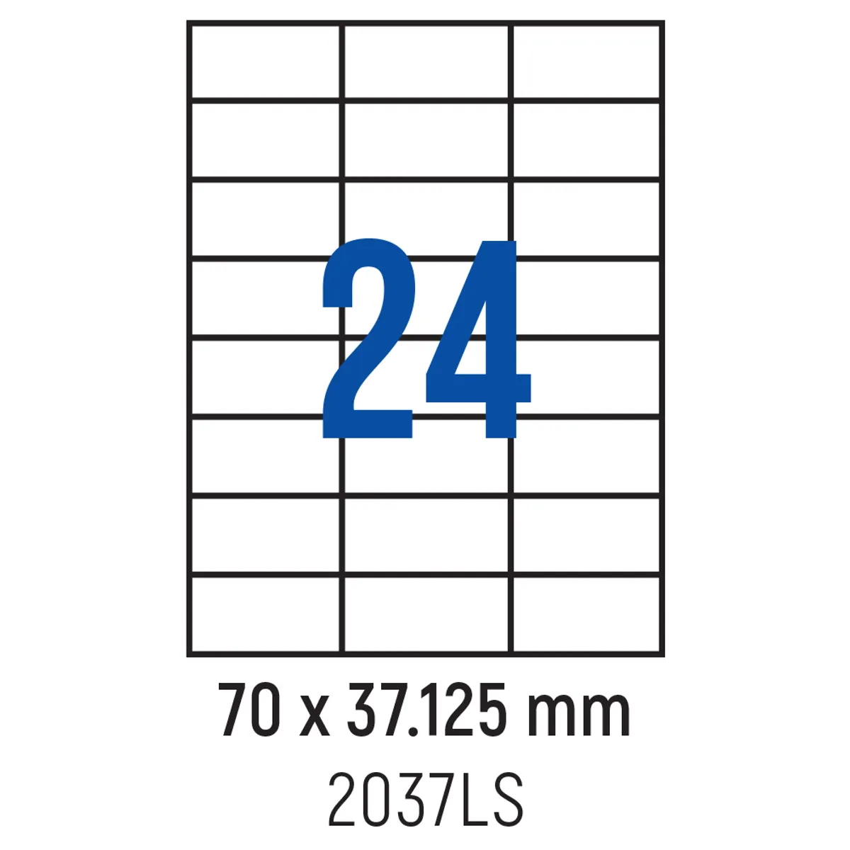 Етикети лепящи 24 бр., 70.0x37.125 мм, 100 л., A4