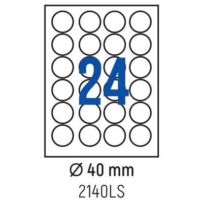 Корица на „Етикети лепящи кръгли, 24 бр., Ø 40 мм, 100 л., A4"