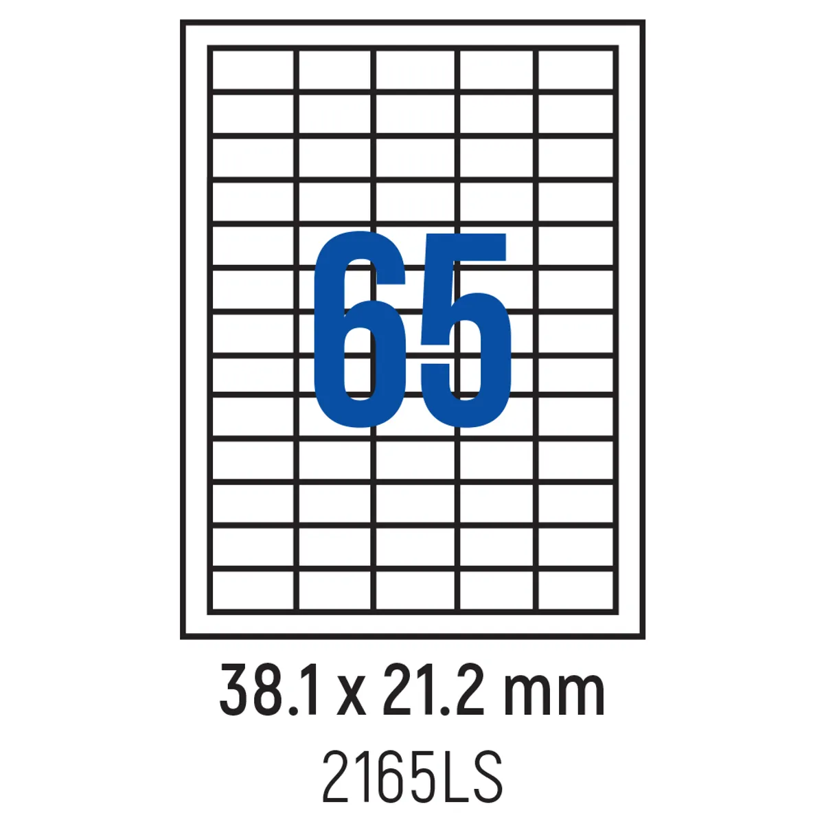 Етикети лепящи 65 бр., 38.1x21.2 мм, 100 л., A4, кант 4