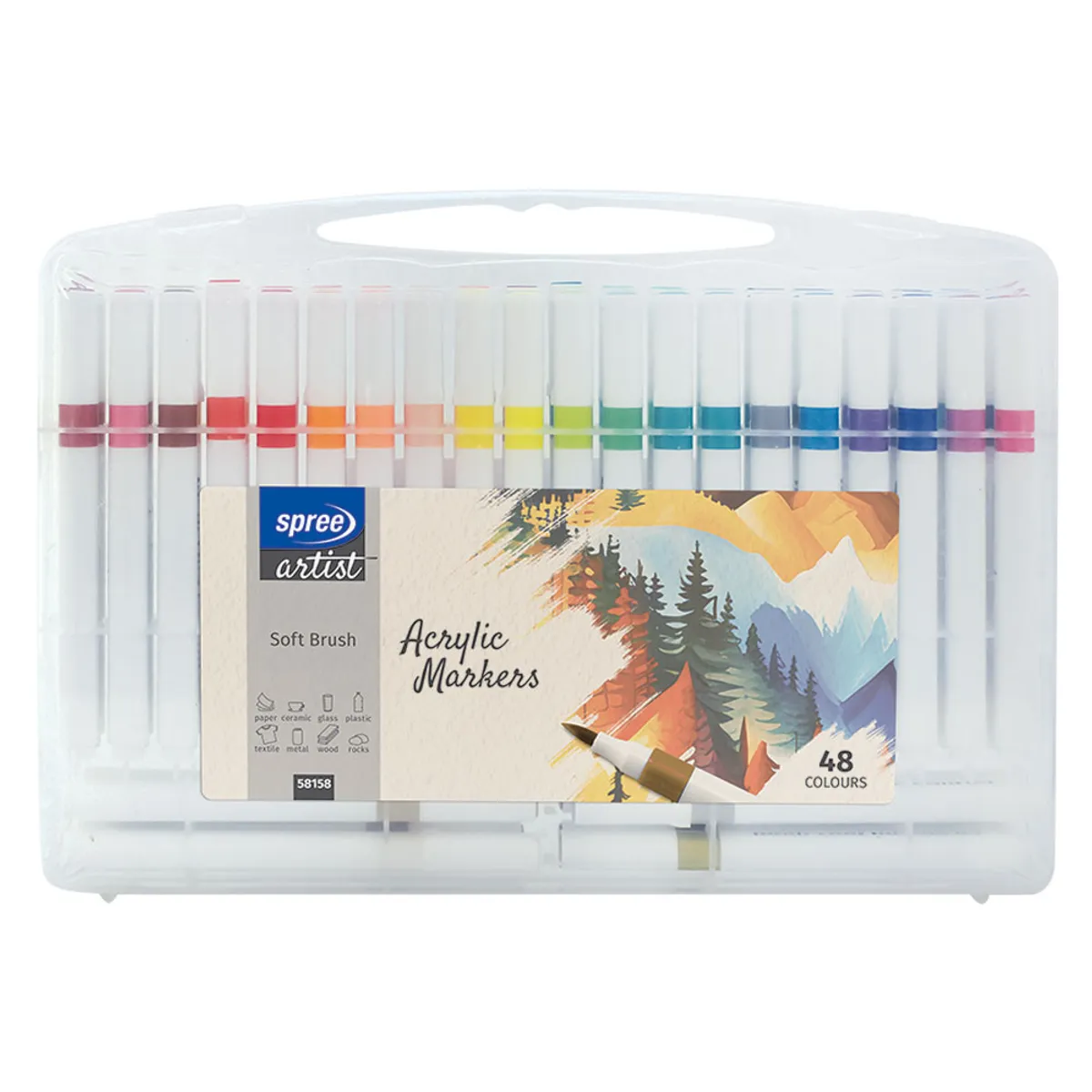 Маркери Spree акрилни Art Soft Brush - 48 цв
