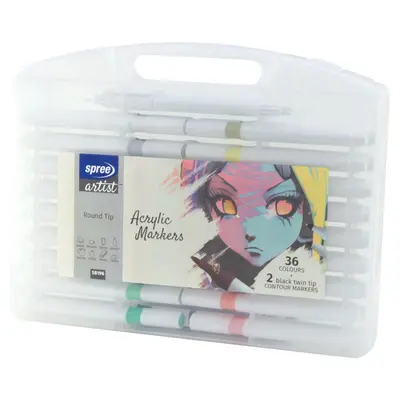 Корица на „Маркери Spree акрилни Art Soft Brush - 36 цв"