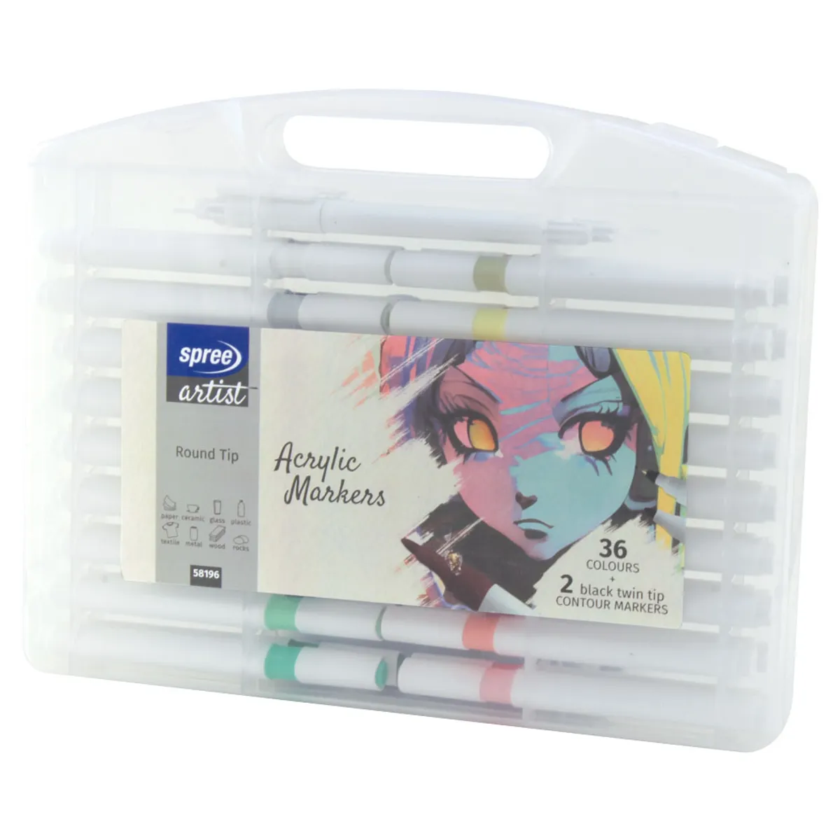 Маркери Spree акрилни Art Soft Brush - 36 цв