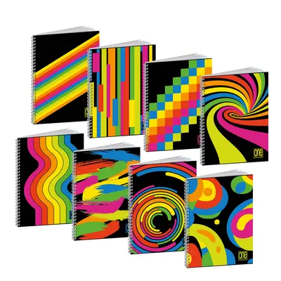 Корица на „Тетрадка A4 UV One Color Black&Fluo спир., 60 л.ред, 80 г/м2"