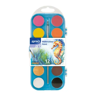 Корица на „Акварелни бои Spree 12 цв., ф28 с четка"