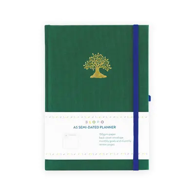 Корица на „Полудатиран планер A5, 80 л, 150 г/м2 The Tree, т. зелен лен"