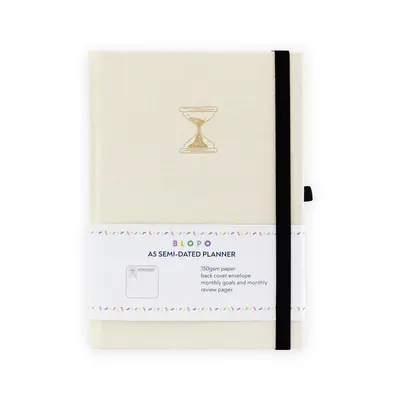 Корица на „Полудатиран планер A5, 80 л, 150 г/м2 The Hourglass, бял лен"