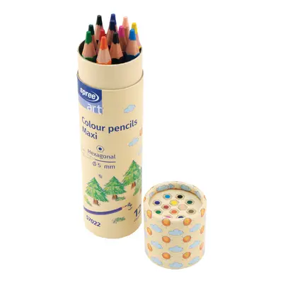 Корица на „Цветни моливи Spree Maxi, шестоъг.-12 цв-тубус"