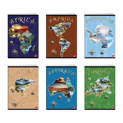 Корица на „Тетрадка А4 мат/UV Continents, 60+2 л.ред, 70 г/м2"
