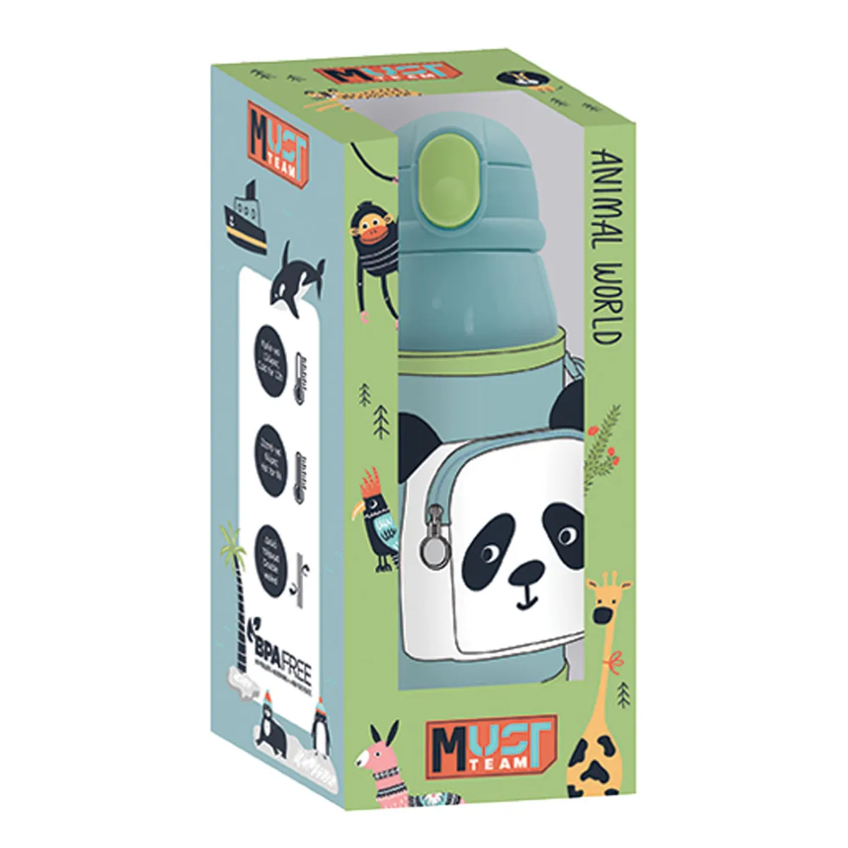 Бутилка за вода метална Vacuum 500 мл, Animal World, 21.5x8.5