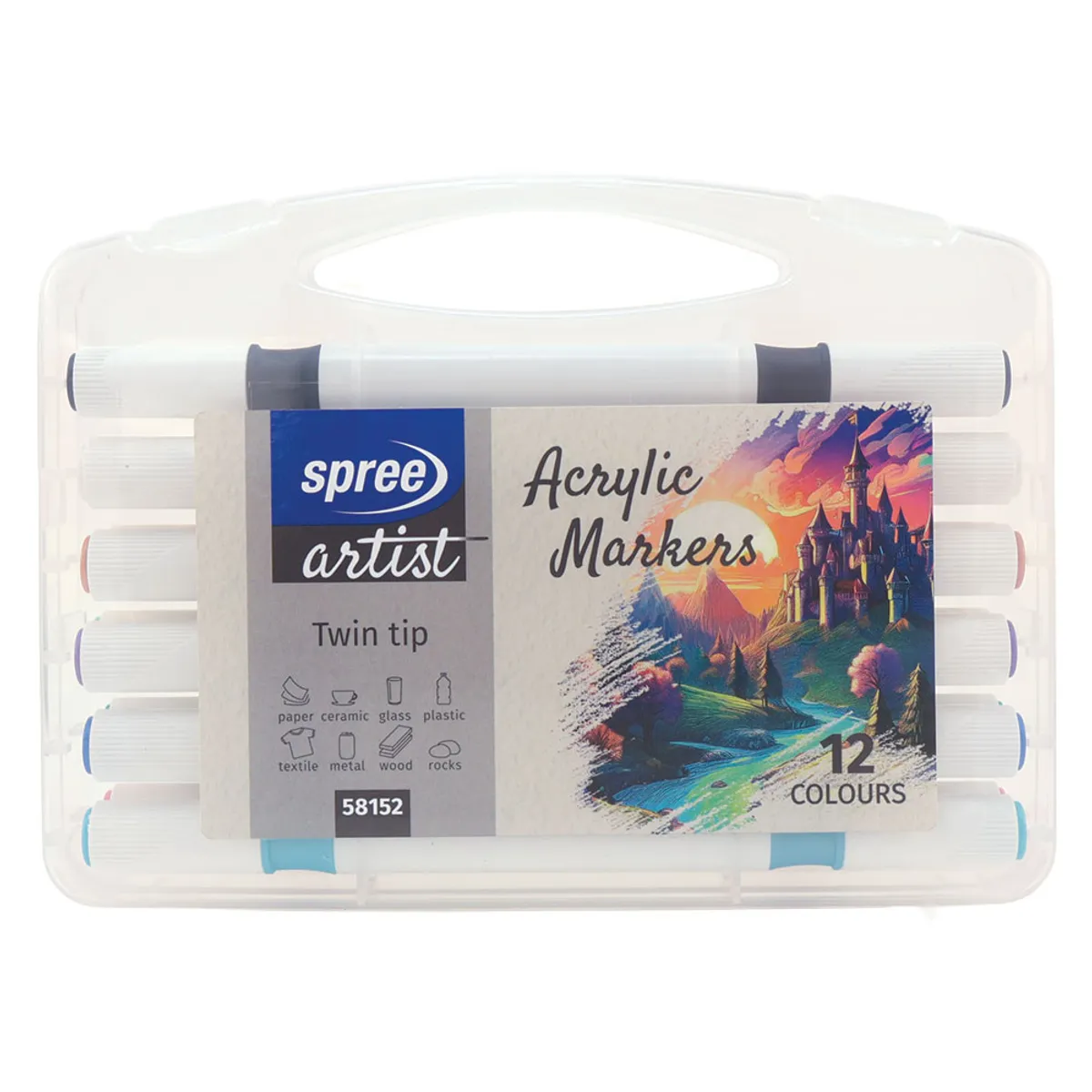 Маркери Spree Soft Brush акрилни двувърхи -12 цв