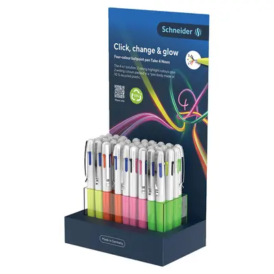 Корица на „Химикалка Schneider Take 4, Neon, 4 цв, зелен"