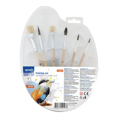 Корица на „Палитра SpreeArt с четки 6 бр -3 кръгли,2 плоски"