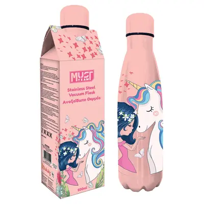 Корица на „Бутилка за вода метална Vacuum 500 мл, Cute Unicorn"