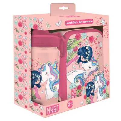 Корица на „Комплект кутия за храна и бутилка за вода, Unicorn Girl"