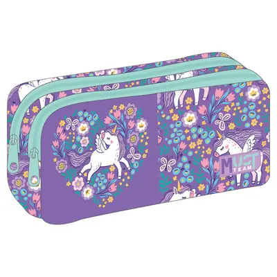 Корица на „Несесер Must с два ципа Purple Unicorn, 20x6x9"