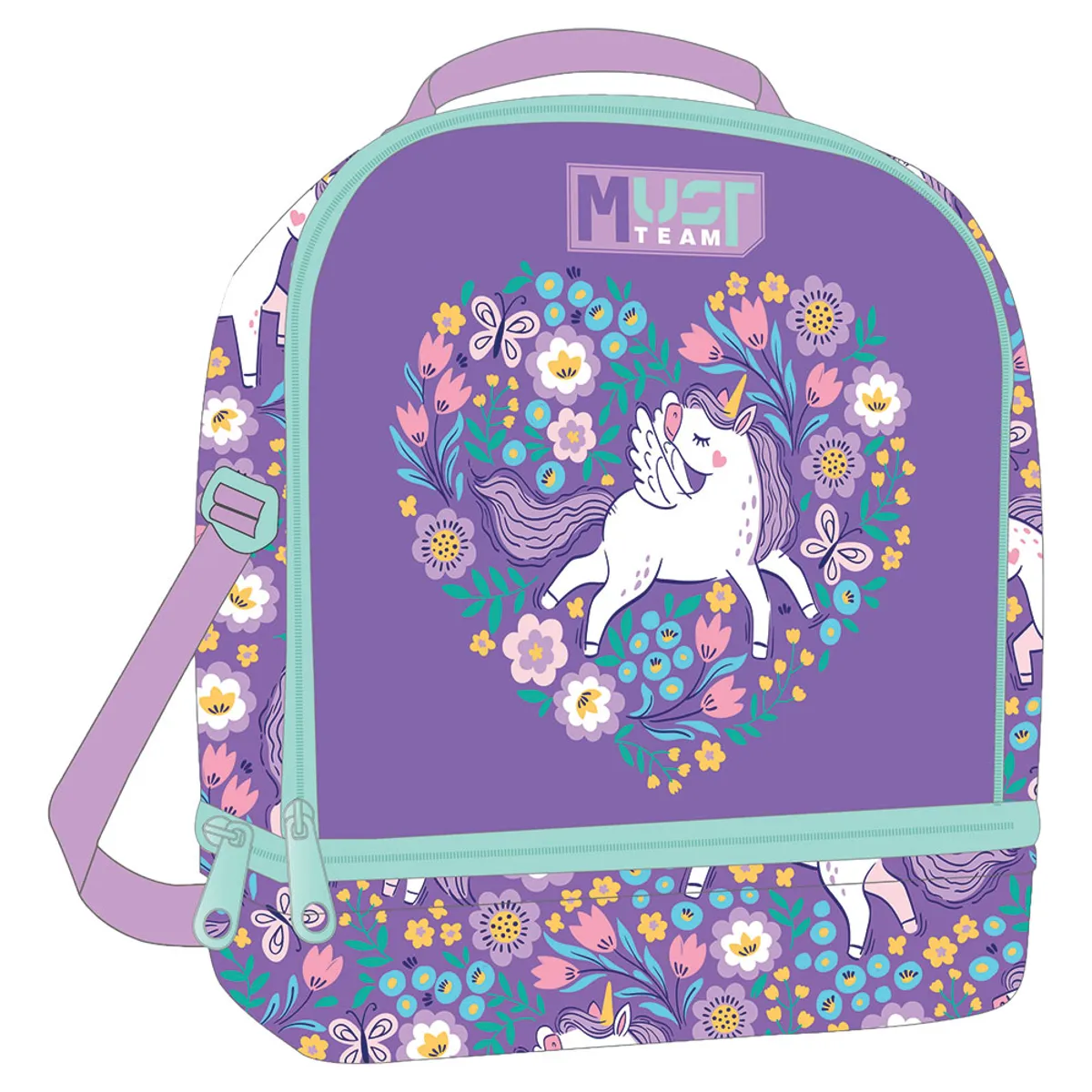 Чанта за обяд Must Purple Unicorn, 22х16х28