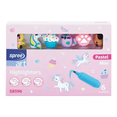 Корица на „Текстмаркери Spree  пастел с фигурки, 6 цвята"