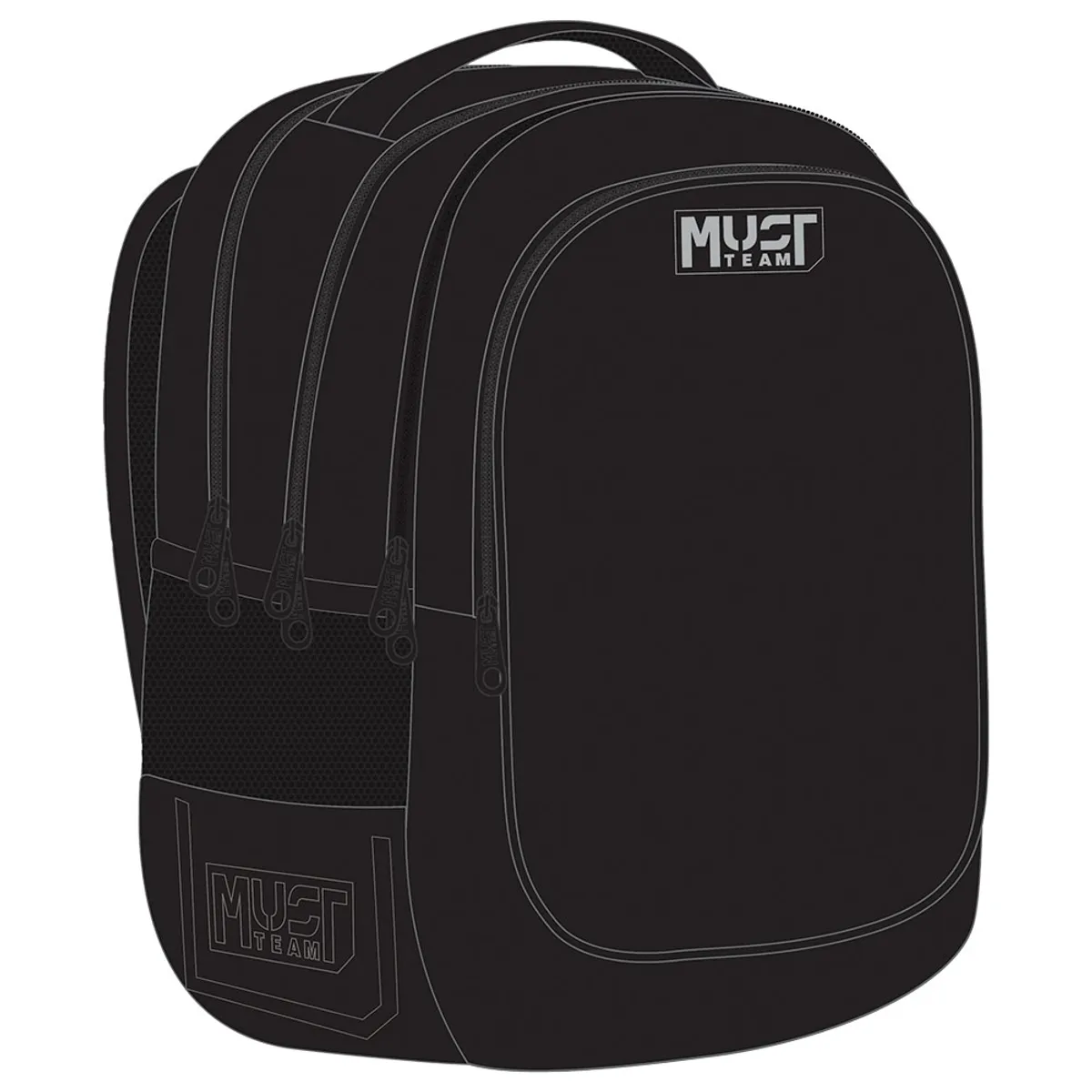 Раница с 4 ципа Black, 43x32x26