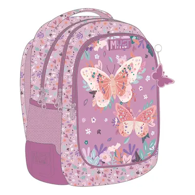 Корица на „Раница с 3 ципа Butterflies Lilac, 43x32x18"
