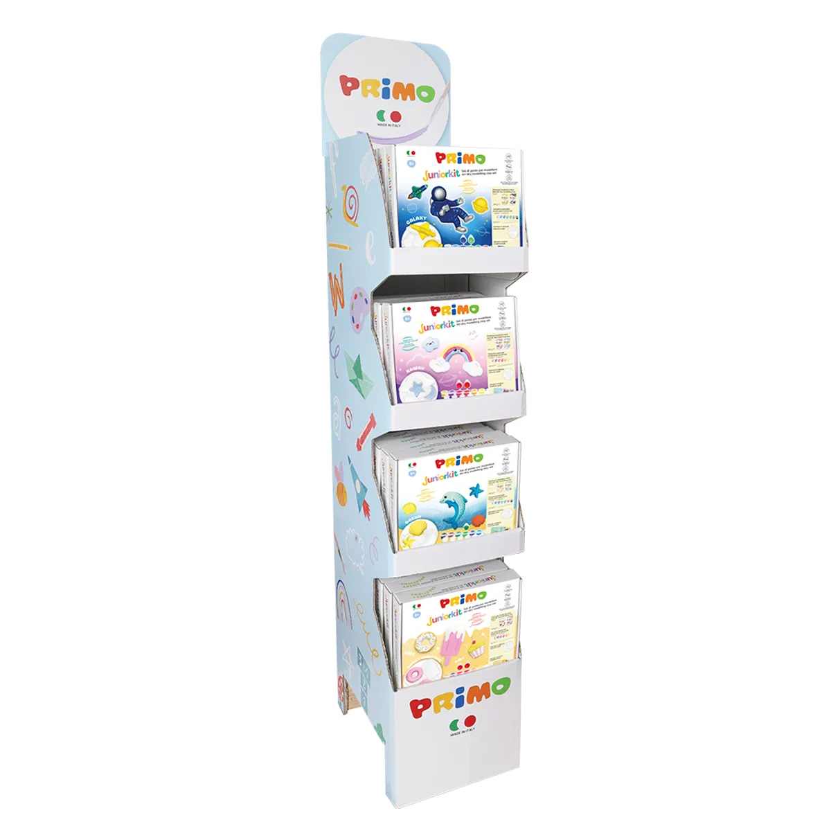 Комплект за моделиране с глини, шаблони и бои, Juniorkit дисплей за под