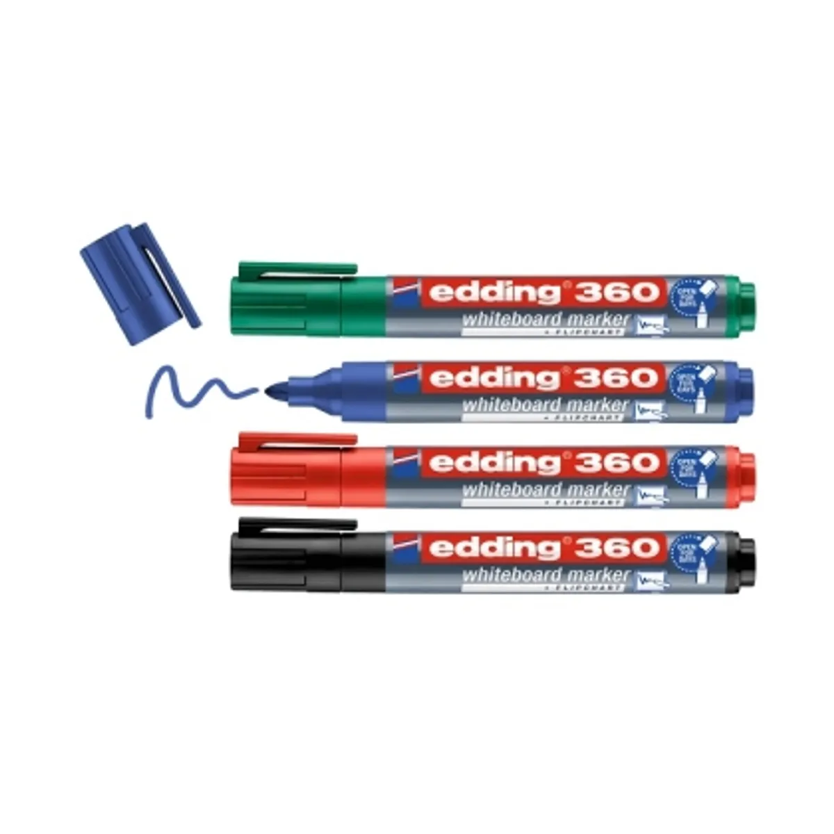 Маркери edding® 360 за бяла дъска, 4 цвята комплект, снимка 2