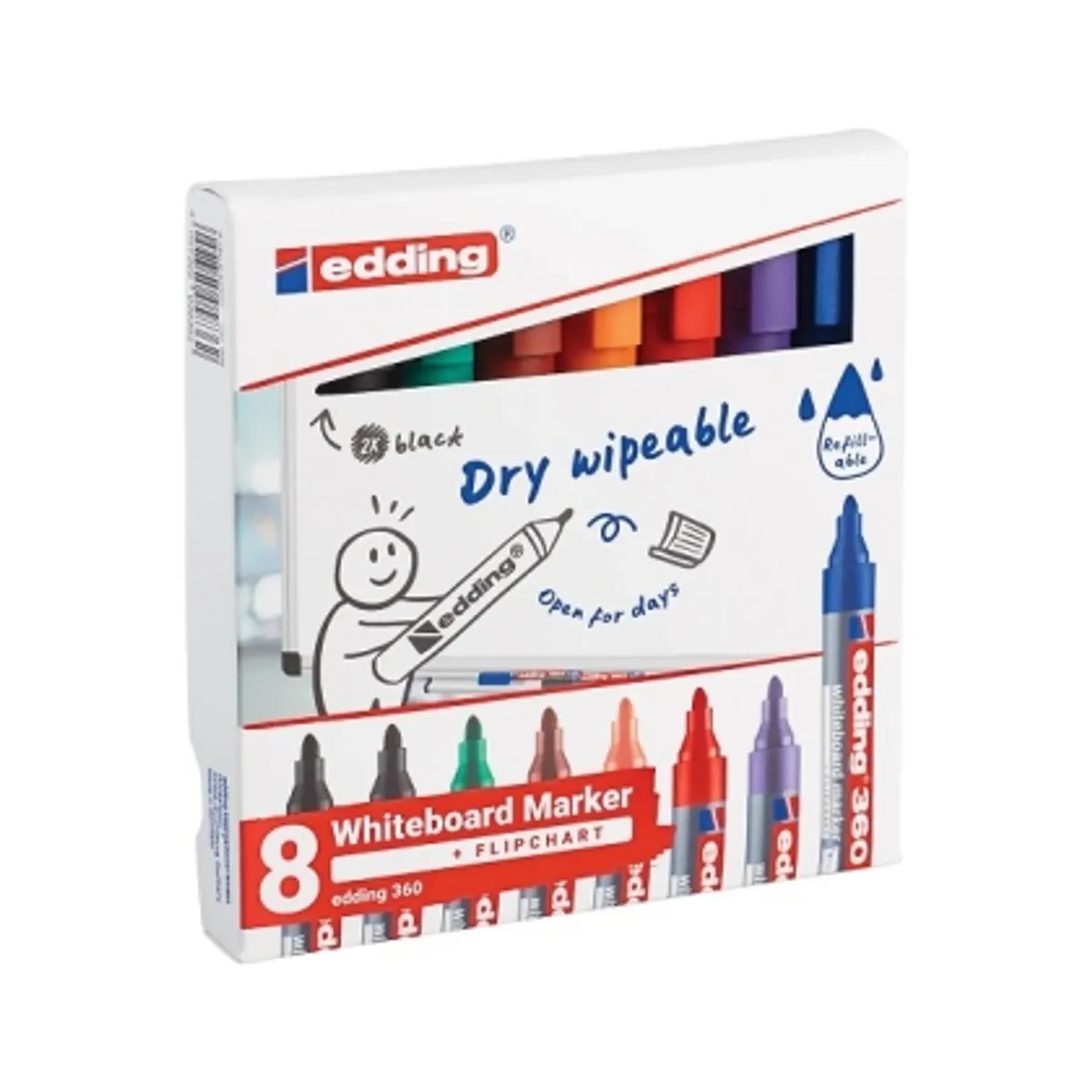 Маркер edding® 360 за бяла дъска, 8 цвята комплект, снимка 1