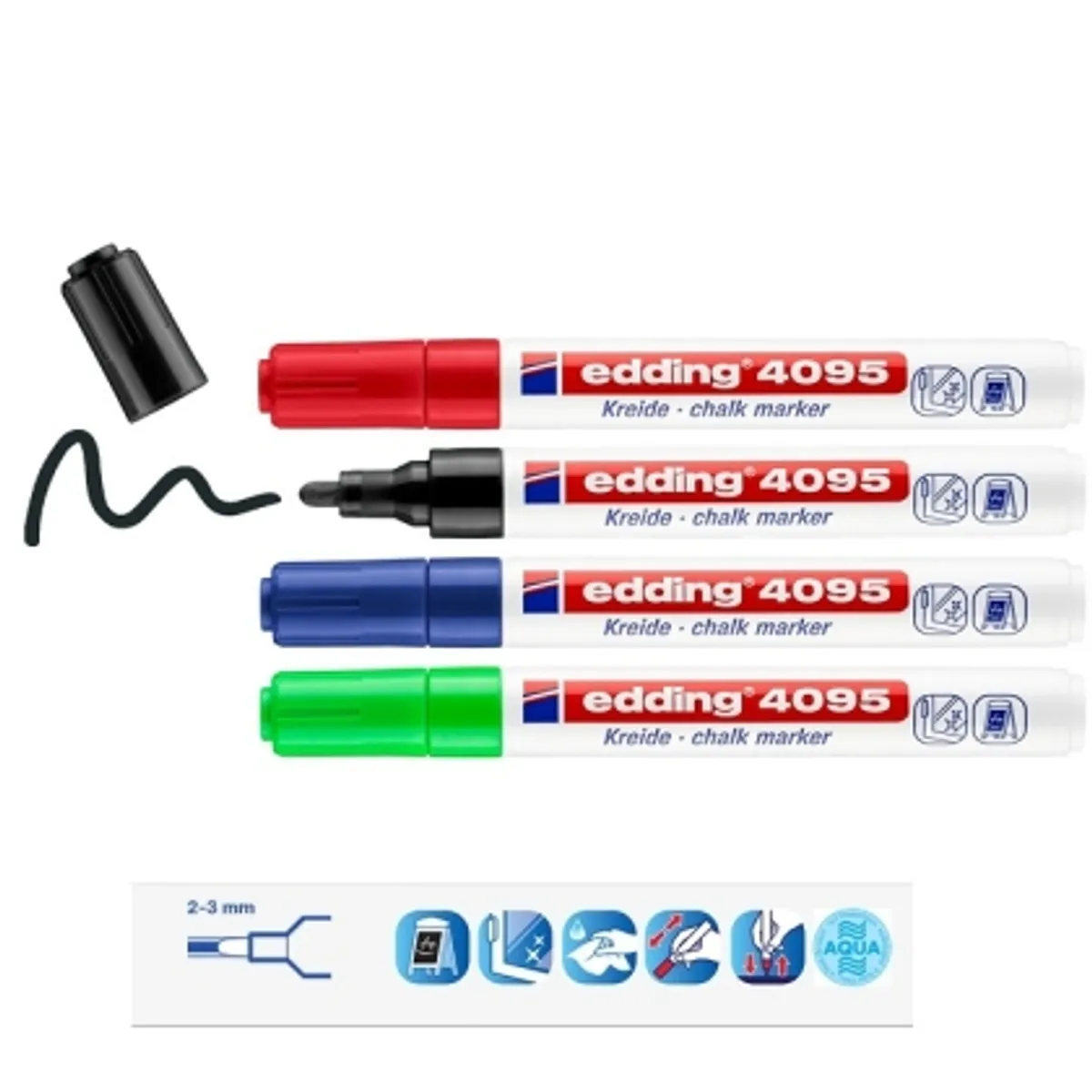 Тебеширен маркер edding®4095 за черна дъска и стъкло 2-3 mm — снимка 10
