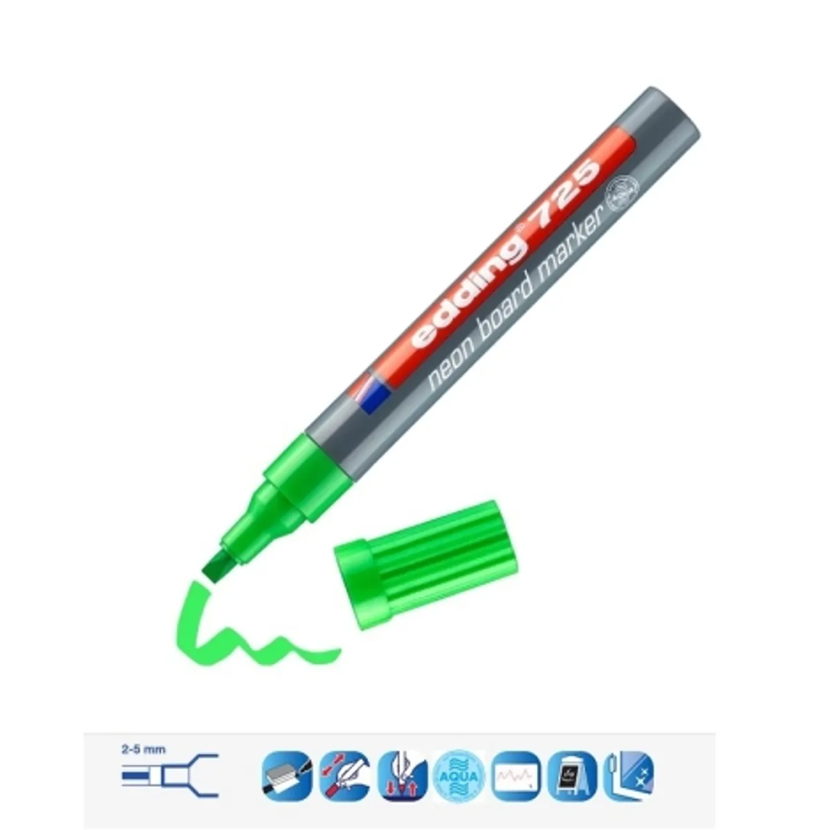 Маркер edding® 725 Neon-Boardmarker за черна дъска и стъкло, 2-5mm — снимка 3
