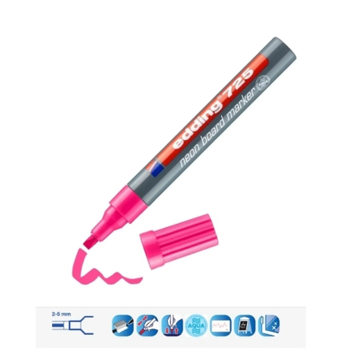 Маркер edding® 725 Neon-Boardmarker за черна дъска и стъкло, 2-5mm — снимка 5