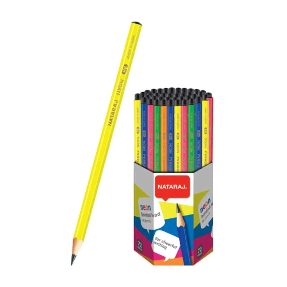 Графитен молив NATARAJ Neon, шестоъгълен HB /в дисплей 72 бр./
