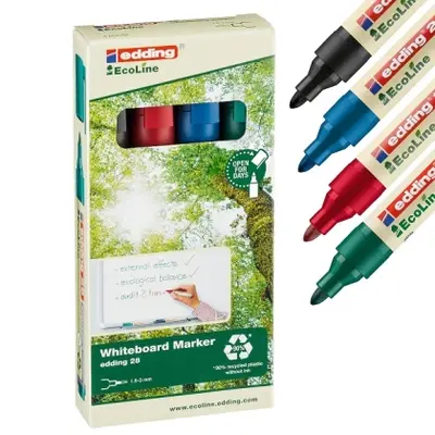 Корица на „Комплект маркери edding® 28 EcoLine за бяла дъска и флипчарт, 4 цвята"