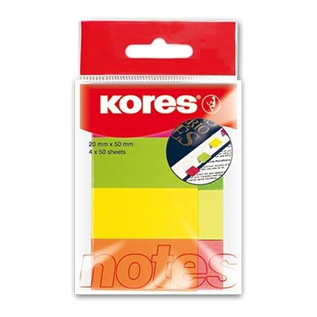 Хартиени индекси Kores Neon - 4 цвята