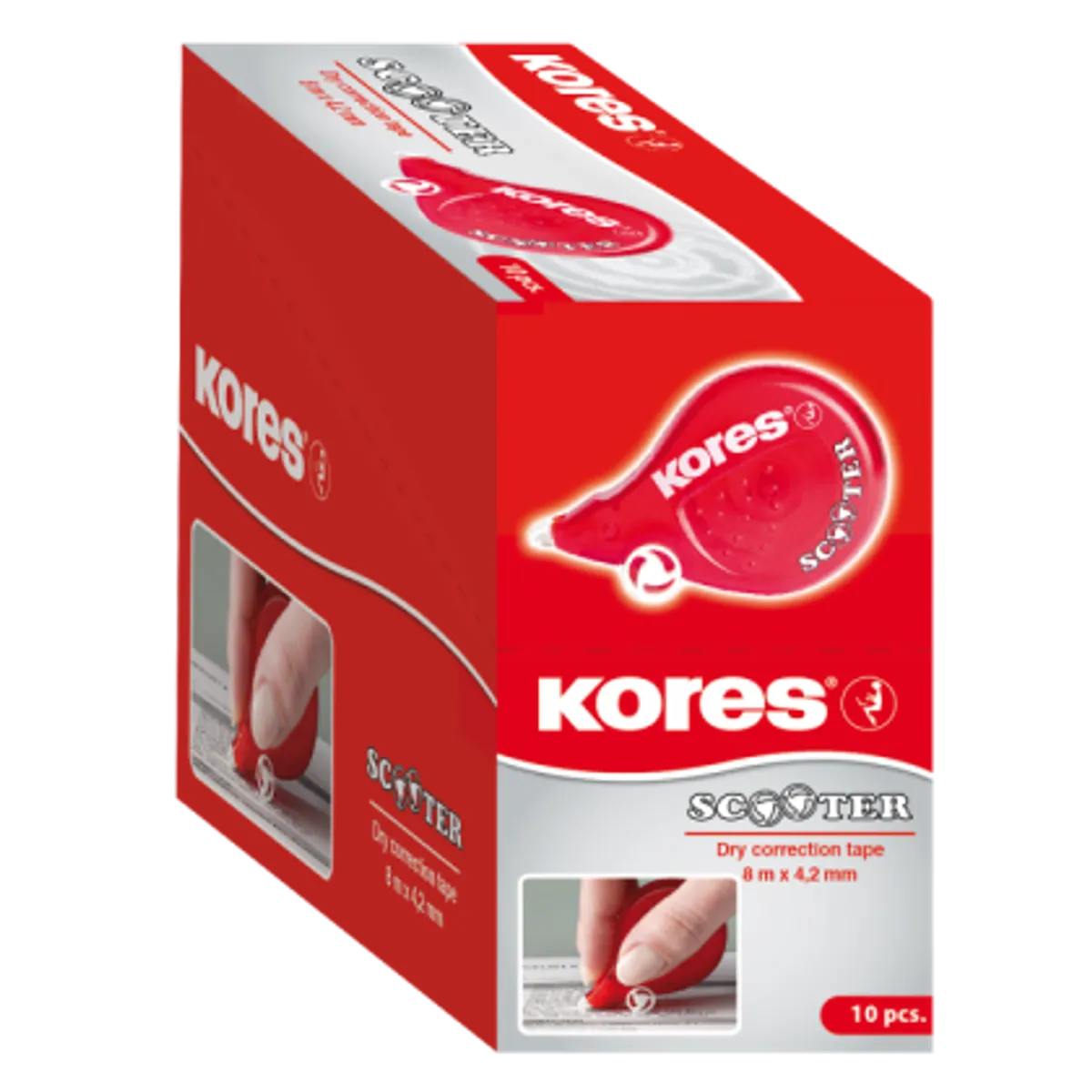 Лентов коректор KORES Scooter 8 m x 4.2 mm, кутия 10 бр., снимка 2