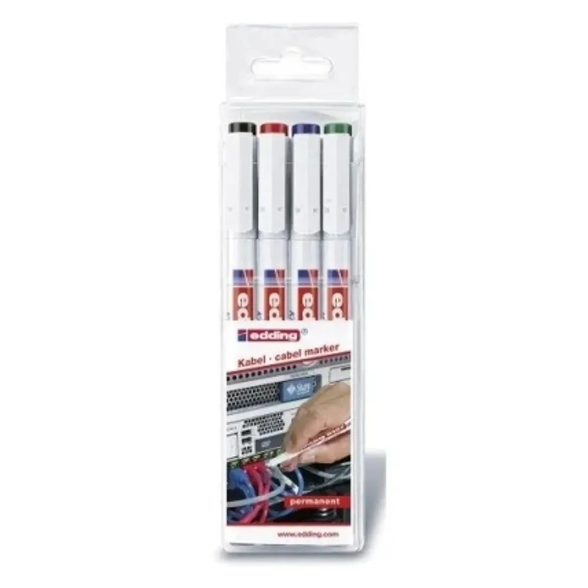 Маркери за кабели edding® 8407 4 цвята комплект, връх 0.3mm, снимка 1