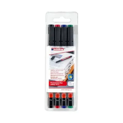 Корица на „Комплект маркери edding® 141F, OHP за гладки повърхности, 4 цвята"