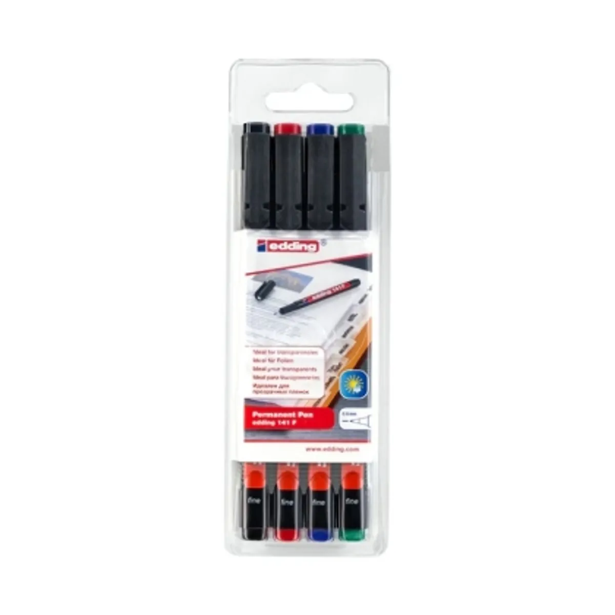 Комплект маркери edding® 141F, OHP за гладки повърхности, 4 цвята — снимка 1