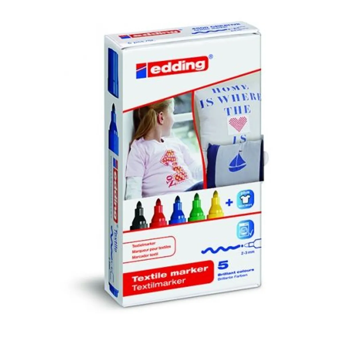Маркер edding® 4500 за текстил 5 цвята комплект, снимка 2