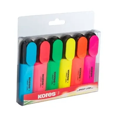 Корица на „Комплект маркери KORES Bright Liner Plus, 6 цвята"