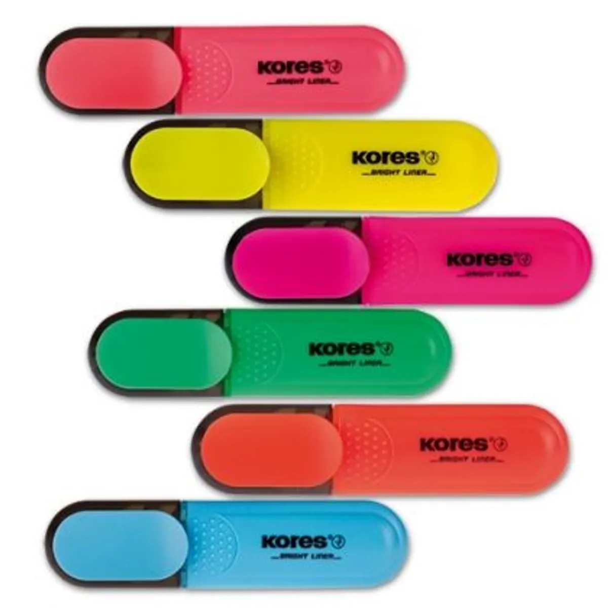 Комплект маркери KORES Bright Liner Plus, 6 цвята — снимка 2