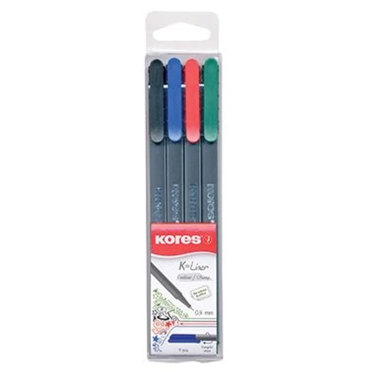 Комплект тънкописци КОRES K-liner Fineliner, 4 цвята, 0.4 mm — снимка 1