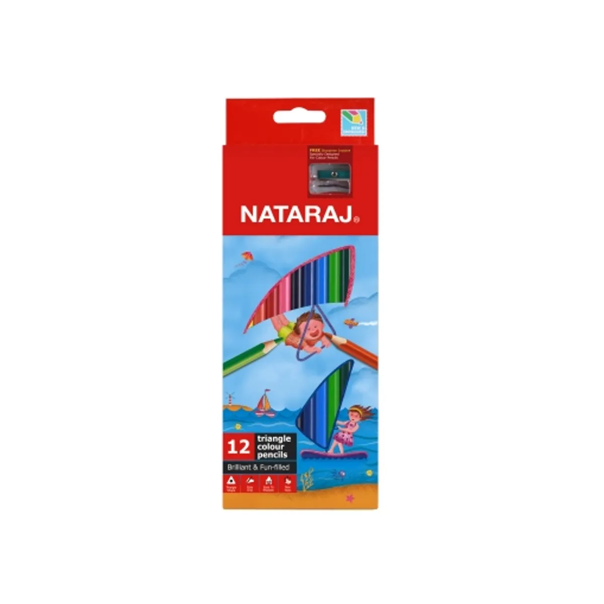 Цветни моливи Nataraj 12 цвята, триъгълни, — снимка 1