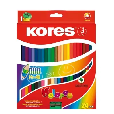 Корица на „Двуцветни моливи KORES Kolores Duo триъгълни, 24 цвята“
