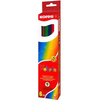 Корица на „Цветни моливи KORES Kolores триъгълни, 6 цвята“