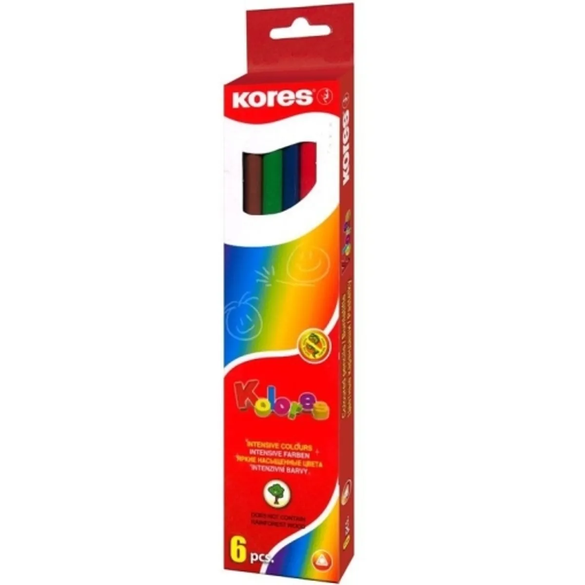 Цветни моливи KORES Kolores триъгълни, 6 цвята — снимка 1